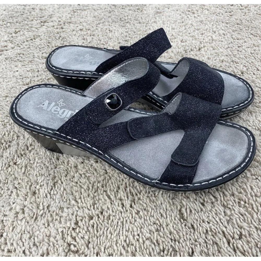 Alegria Loti Glitteroti Platform Sandals Size 38 Glitter Festive Slip‎ Resistant